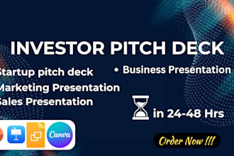 redesign investor pitch deck, sales powerpoint business marketing slides design
