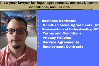 draft and review legal agreements, contracts, ndas, and mous