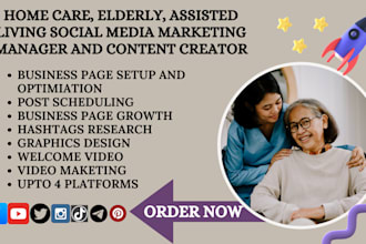 home care elderly assisted living social media marketing manager content creator