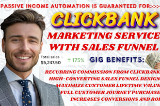 build sales funnel for clickbank affiliate products, passive income automation