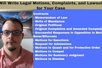 write legal motions, complaints, and lawsuits for your case