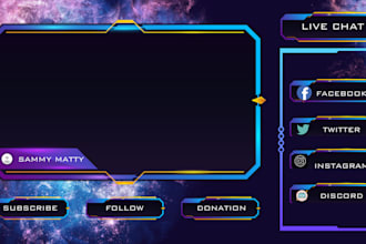 design animated twitch stream overlay illustration screen panel logo kick emotes