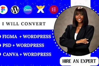 convert figma to wordpress canva to wordpress psd to wordpress with elementor
