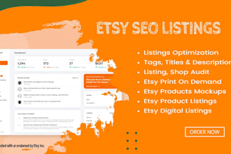 do etsy product listings with tags and title
