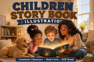illustrate children story book illustration and kids book book cover for KDP