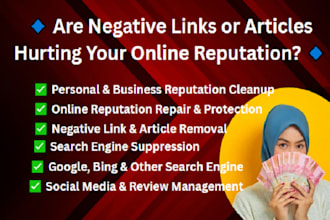 do online reputation management  delete or suppress negative links, articles