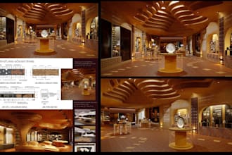 create 3d museum, museum interior, exhibition room, art gallery space