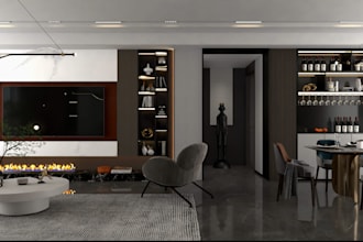 redesign 3d interior livingroom,dinning,layout,ikea furniture,patio,3d animation