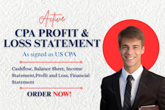 prepare financial statement, profit and loss, income verification, balance sheet