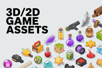 create animate 3d game assets, character sprite sheet ui, vtuber model for game
