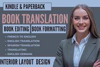 do ebook or book translation english to spanish german italian french viceversa
