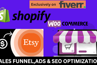 ecommerce, woocommerce, esty, shopify marketing, SEO,facebook ads sales funnel