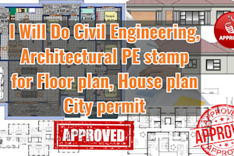 do civil engineer, architectural pe stamp for floor plan, house plan city permit