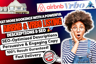 write a professional vrbo or airbnb listing description or real estate property