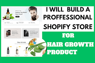 build a professional hair growth product shopify store beauty website