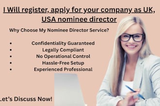 register, apply for your company as UK, USA nominee director