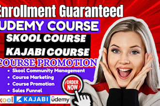 do udemy online course, kajabi course, skool course promotion boost course sales