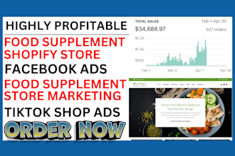 do food supplement shopify marketing meta ads klaviyo marketing store tiktok ads