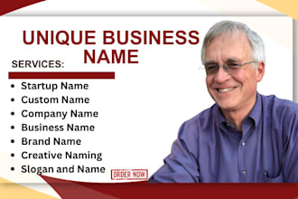 create your company name business name brand name slogan logo business identity