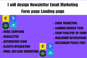 design newsletter email marketing formpage landing page via getreponse mailchimp