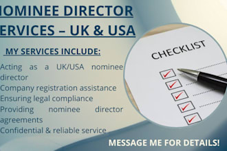 register, apply for your company as UK, USA nominee director