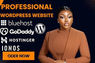 wordpress website on bluehost, hostinger, godaddy, siteground, or ionos