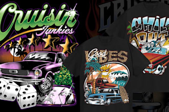 create awesome vintage retro classic cars t shirt design