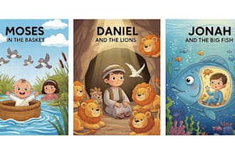 design bible themed illustration, christian book, picture book, book cover