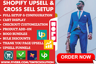 setup shopify cross selling upsell upcart resell selleasy bold ea reconvert ymq