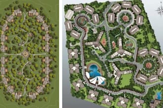 render architectural 2d master plan, site plan, layout plan, landscape plan