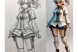 3d anime figure action figure 3d miniature and convert 2d to 3d printable models