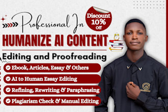 manually edit, proofread, humanize ai content, plagiarism check, book formatting