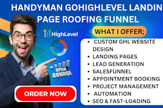 create handyman gohighlevel landingpage plumbing roofing funnel construction web