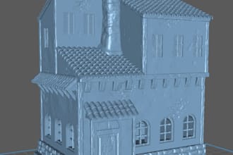 design medieval terrain building ruin wooden beamer, miniature castle, stl file