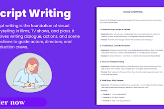 do script writing, youtube script, screenplay, video script, script editing