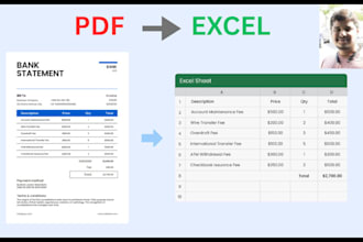 convert bank statement from PDF to excel, google sheet, CSV
