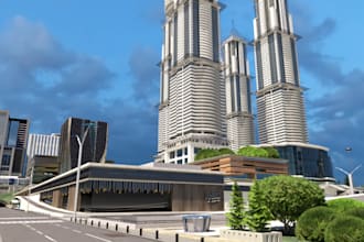 remodel 3d residential area,high rise building,landscape design,rhino render,skp