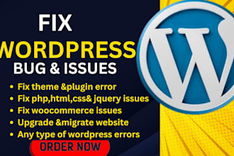 fix wordpress bugs, errors, woocommerce, and elementor issues