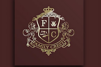 do a vintage style family crest, coat of arms, heraldic, shield logo design