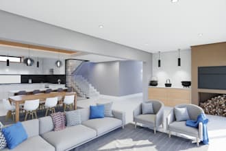 present 3d minimalist villa apartment, improve airbnb house interior, 3ds max