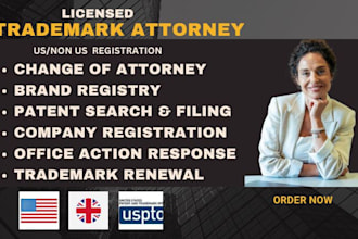 be your licensed US trademark attorney, patent, trademark registration, amazon