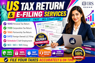 prepare and file US tax forms 1120, 1040, 1065, 5472 for foreign owned us llc