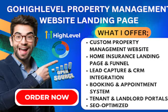 design gohighlevel property management  website  home insurance landing page