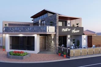 redesign airbnb house exterior, knockout villa wall, vr tour hotel apartment,cad