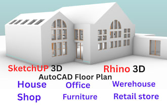 fix 3d model in sketchup or rhino, autocad 2d to 3d, fix section 2d