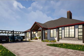 design 3d bungalow plan,house exterior facelift,3d landscape design with garage