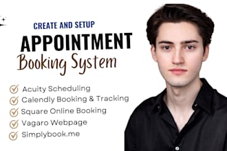 setup appointment booking with acuity scheduling, calendly, vagaro or square