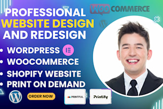design wordpress woocommerce shopify printful printify seo ecommerce website
