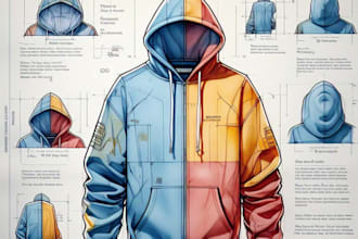 design cloth tech pack 3dcloth design with technical sketches for manufacturing