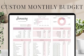 design custom excel google spreadsheet custom dashboard, budget planner template